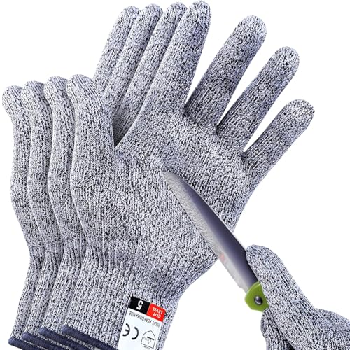 ledytdggu Schnittsichere Handschuhe， Schnitthandschuhe Küche,Gartenhandschuhe, Leistungsfähiger Level 5 Schutz, lebensmittelecht. Größe : M+L, 2 Paar von ledytdggu