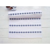 Weiß Blauer Teppich Läufer, Wollteppich, Kelimteppich, Küchenteppich, Handgemacht, Made To Order von leedas