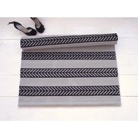 Wollteppich Schwarz Grau, Designteppich, Beige, 15 X 17, 5 cm, Wollteppich, Küchenteppich von leedas