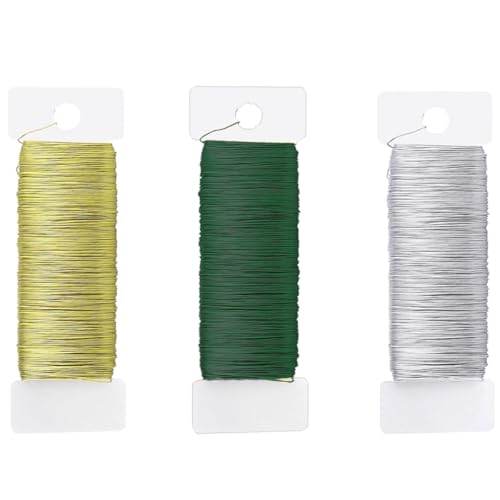 0,7 mm x 105 m Basteldraht Dünn, 3 Rollen Draht zum Basteln Basteldrähte Schmuckdraht Blumendraht Floristendraht Wickeldraht für Handwerk Blumen Weihnachtsdeko (35 m/Rolle) von leersao