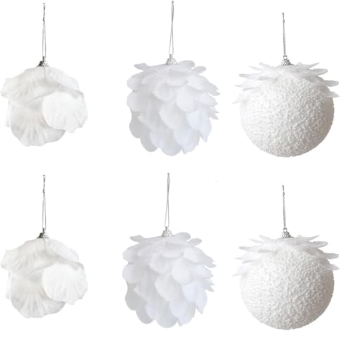6 Stück Weihnachtskugeln Weiß, 8CM Christbaumkugeln Kunststoff Bruchsicher Weihnachtsbaumkugeln Christbaumschmuck mit Blütenblättern Christbaumkugeln für Weihnachtsbaum Neujahr Festival Ornamente 6 Stück Weihnachtskugeln Weiß, 8CM Christbaumkugeln Kunststoff Bruchsicher Weihnachtsbaumkugeln Christbaumschmuck mit Blütenblättern Christbaumkugeln für Weihnachtsbaum Neujahr Festival Ornamente von leersao