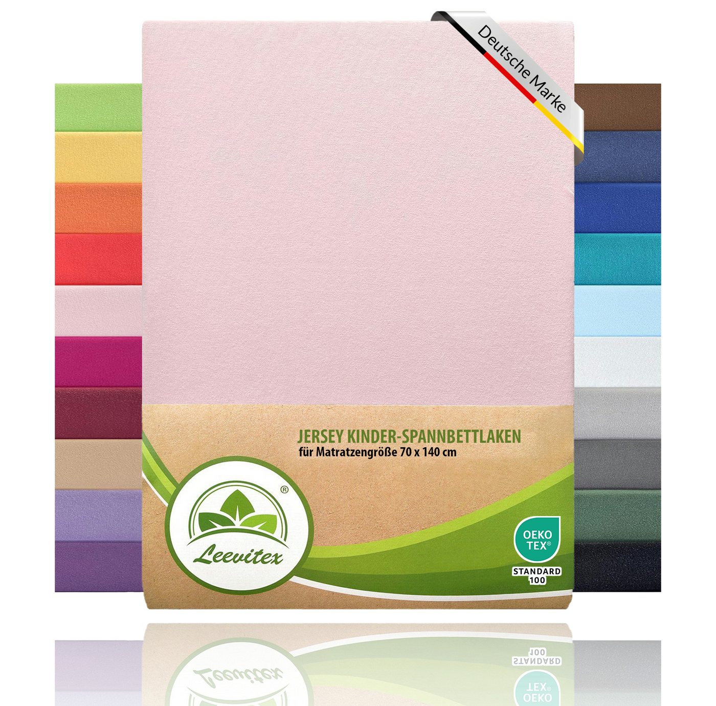 Spannbettlaken Kinder Spannbettlaken Premium 170 g/m², leevitex®, Gummizug: Rundumgummizug, (1 Stück), schwer & blickdicht, 100% Baumwolle, 70 x 140 cm von leevitex®