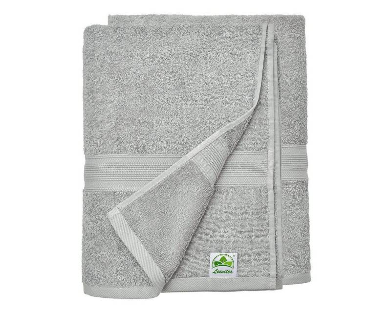 leevitex® Duschtuch 2er Set Duschtuch Frottier XL, 70 x 140 cm, saugfähig und fusselfrei, gestreifte Bordüre von leevitex®