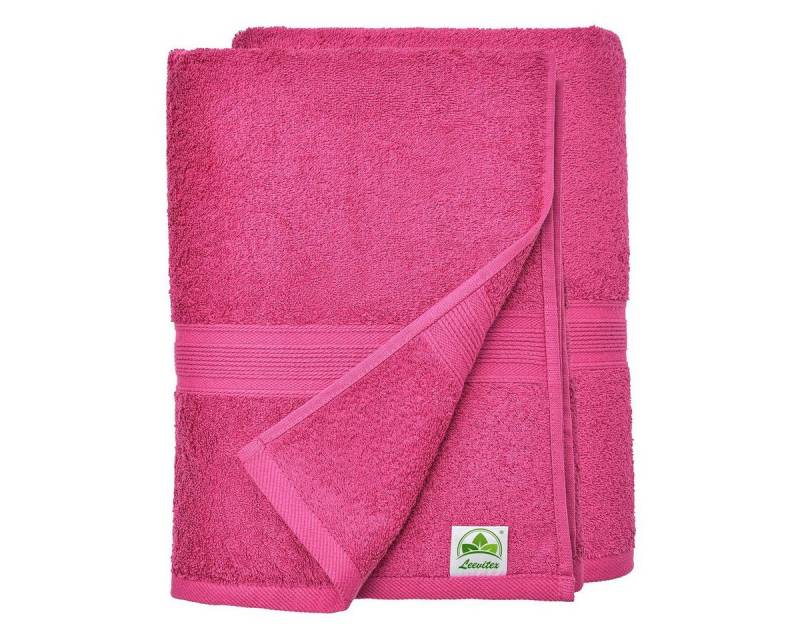 leevitex® Duschtuch 2er Set Duschtuch Frottier XL, 70 x 140 cm, saugfähig und fusselfrei, gestreifte Bordüre von leevitex®