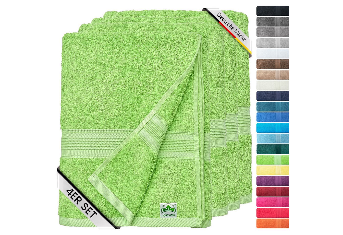 leevitex® Handtuch Frottee 4er Set, 50 x 100 cm, hochwertig verarbeitet & fusselfrei von leevitex®