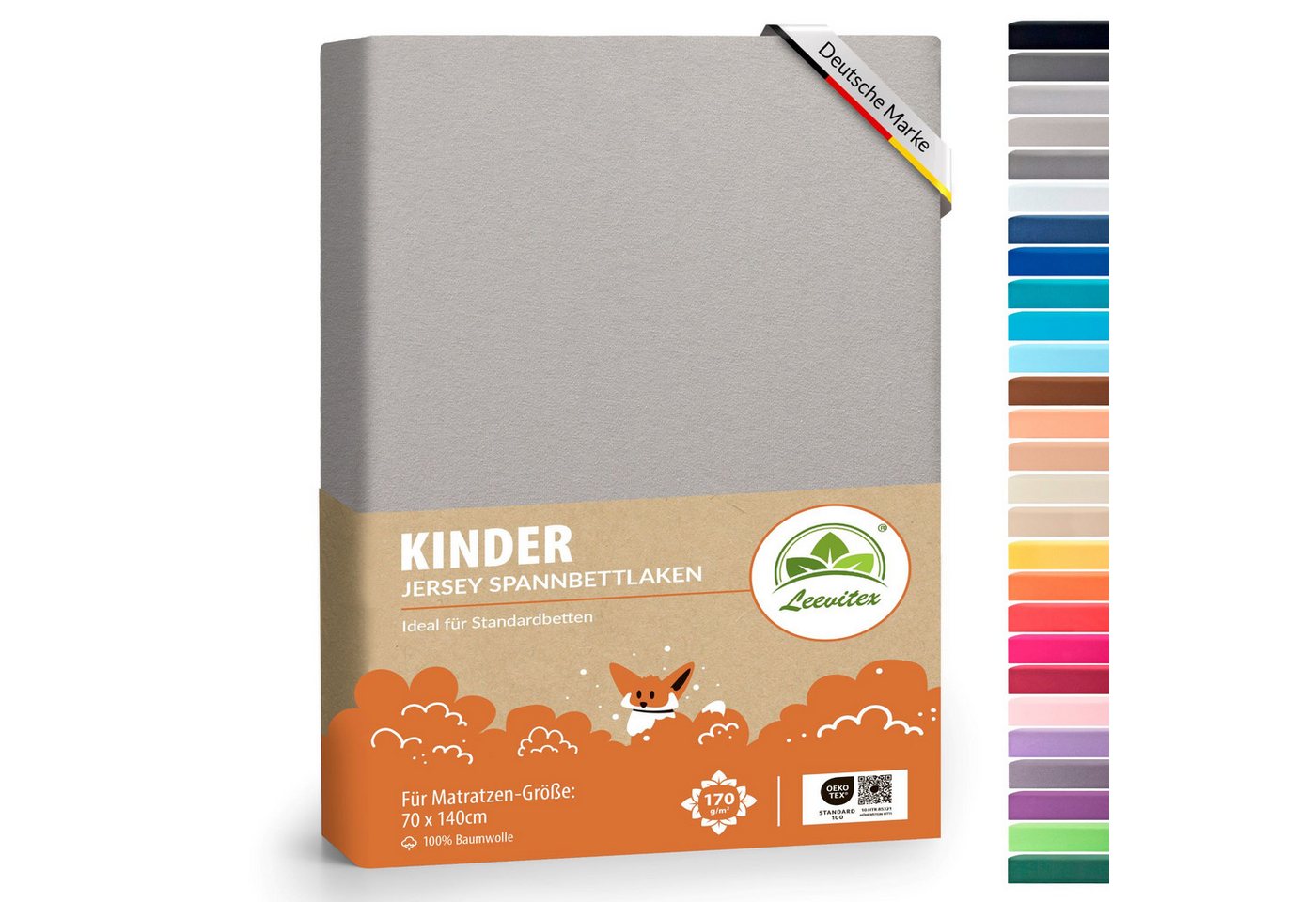 leevitex® Spannbettlaken Classic Jersey, Gummizug: rundum, 100% Baumwolle, anschmiegsam & dehnbar, diverse Größen und Farben von leevitex®