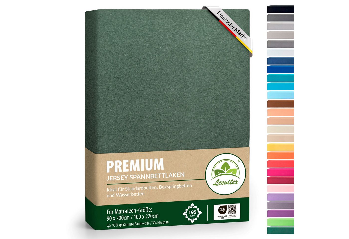 leevitex® Spannbettlaken Spannbettlaken Premium Elasthan, Gummizug: rundum, blickdicht, Anti-Pilling, 97% Baumwolle, 3% Elasthan, 40 cm Steg von leevitex®