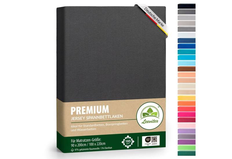 leevitex® Spannbettlaken Premium Spannbettlaken, 97% Mako-Jersey-Baumwolle und 3% Elasthan, Gummizug: rundum, blickdicht, Anti-Pilling, 97% Baumwolle, 3% Elasthan, 40 cm Steg von leevitex®