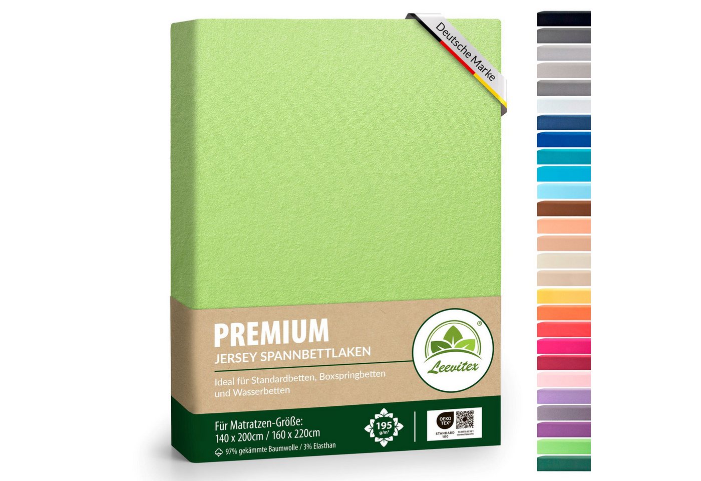 leevitex® Spannbettlaken Premium Spannbettlaken Elasthan, Gummizug: rundum, blickdicht, Anti-Pilling, 97% Baumwolle, 3% Elasthan, 40 cm Steg von leevitex®