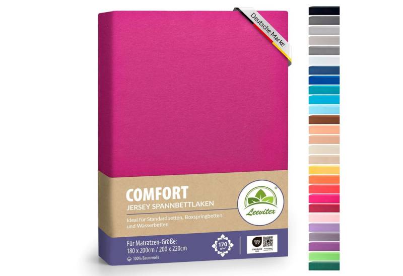 leevitex® Spannbettlaken Spannbettlaken Boxspringbett & Wasserbett Spannbettlaken 170 g/m², Gummizug: rundum, Mako-Baumwolle, sehr robust, 180x200 – 200x220 cm + 40 cm Steg von leevitex®