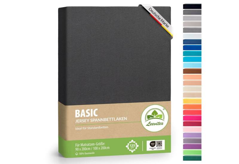 leevitex® Spannbettlaken Spannbettlaken Classic Jersey, Jersey-Baumwolle, Gummizug: rundum, (1 Stück), 100% Baumwolle, anschmiegsam & dehnbar, diverse Größen und Farben von leevitex®