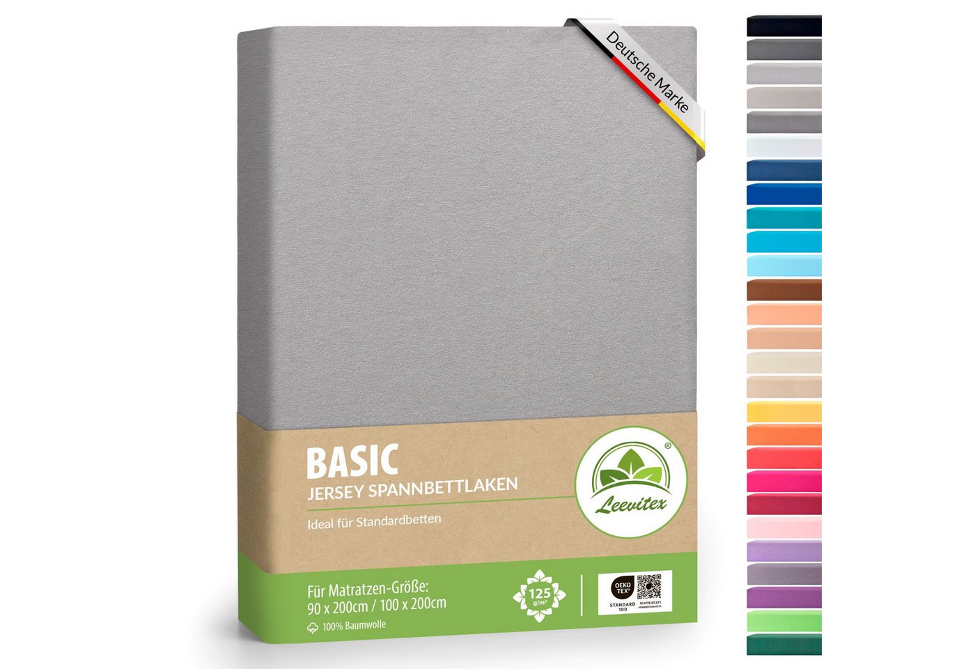 leevitex® Spannbettlaken Spannbettlaken Classic Jersey, Jersey-Baumwolle, Gummizug: rundum, (1 Stück), 100% Baumwolle, anschmiegsam & dehnbar, diverse Größen und Farben von leevitex®
