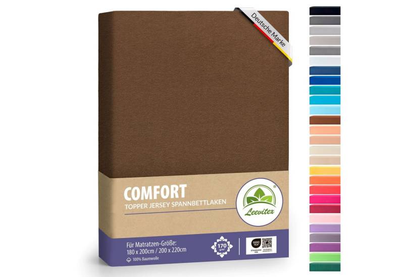 leevitex® Spannbettlaken für Topper 180x200–200x220 cm – schwerer Jersey, weich & pflegeleicht, Gummizug: rundum, extra schwere Ausführung, 180x200 - 200x220 cm, 100% Mako-Baumwolle von leevitex®
