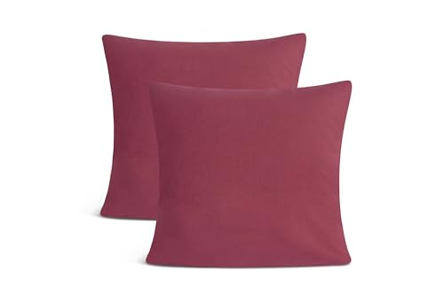 leevitex Jersey Kissenbezug 40 x 40 cm | 2er Set | 100% Baumwolle | 170 g/m² | Öko-Tex | Weinrot/Bordeaux von leevitex