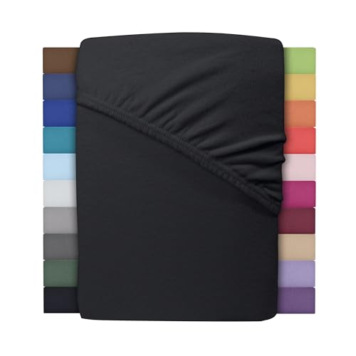 Winter Spannbettlaken | Farbenfrohes Thermo Fleece | Spannbetttuch, Bettlaken in vielen Größen und Farben (90 x 190 cm - 100 x 200 cm, Schwarz) von leevitex