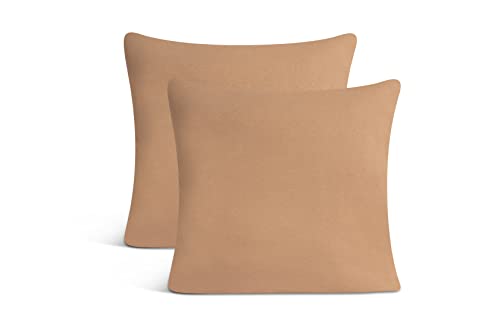 leevitex Jersey Kissenbezug 40 x 40 cm | 100% Baumwolle | 170 g/m² | 2er Set | Öko-Tex | Sand/Cappuccino von leevitex