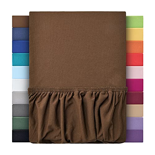Premium Plus Topper Bezug Boxspring Spannbetttuch Jersey 180x200 cm - 200x220 cm 100% Baumwolle (Schokobraun/Dunkelbraun) von leevitex