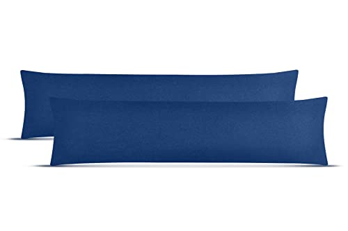 leevitex Kissenbezug Set | 2er Pack | 100% Baumwolle | Jersey | Kissenbezüge | Seitenschläferkissen | Kissenhülle | Nackenkissenbezug | Navyblau/Marine, 40 x 145 cm | Seitenschläfer/Stillkissenbezug von leevitex