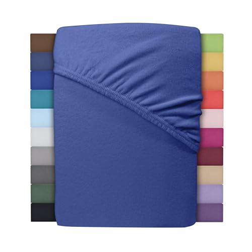 Winter Spannbettlaken | Farbenfrohes Thermo Fleece | Spannbetttuch, Bettlaken in vielen Größen und Farben (200x220 cm +40cm Steg, Royalblau/Königsblau) von leevitex