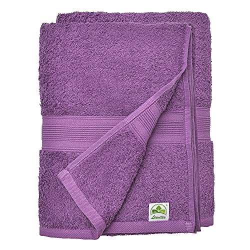 leevitex® Handtuch-Set, flauschig und saugstark, 2 Duschtücher, 70 x 140 cm, Qualität 500 g/m², 100% Baumwolle - Lila von leevitex