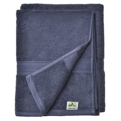 leevitex® Handtuch-Set, flauschig und saugstark, 2 Duschtücher, 70 x 140 cm, Qualität 500 g/m², 100% Baumwolle - Navyblau von leevitex