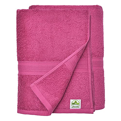 leevitex® Handtuch-Set, flauschig und saugstark, 2 Duschtücher, 70 x 140 cm, Qualität 500 g/m², 100% Baumwolle - Pink von leevitex