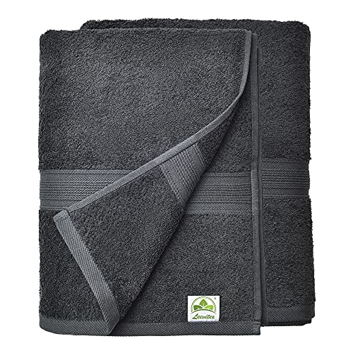 leevitex® Handtuch-Set, flauschig und saugstark, 2 Duschtücher, 70 x 140 cm, Qualität 500 g/m², 100% Baumwolle - Schwarz von leevitex