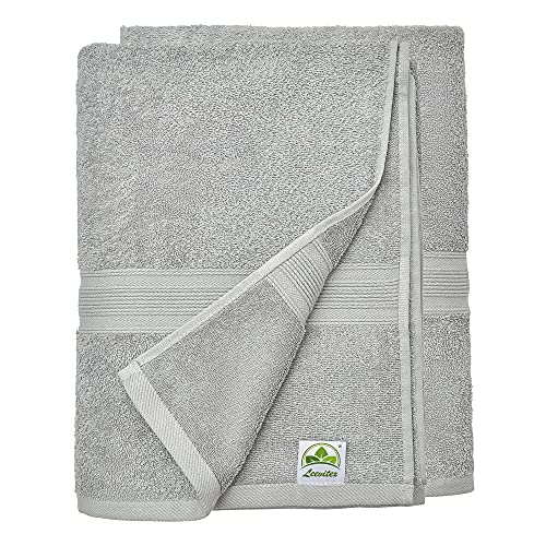 leevitex® Handtuch-Set, flauschig und saugstark, 2 Duschtücher, 70 x 140 cm, Qualität 500 g/m², 100% Baumwolle - Silber von leevitex