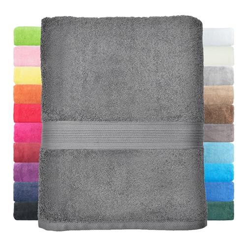 leevitex® Duschtuch 2er Set aus 100% Baumwolle, weich und saugstark | 500 g/m² | 70 x 140 cm | Anthrazit von leevitex