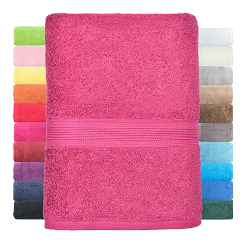 leevitex® Duschtuch 2er Set aus 100% Baumwolle, weich und saugstark | 500 g/m² | 70 x 140 cm | Pink von leevitex