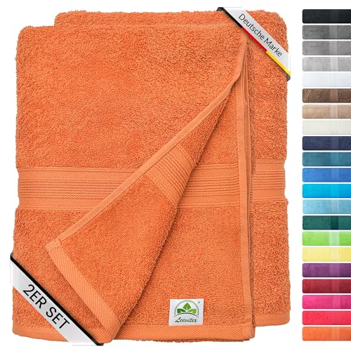 leevitex® Duschtuch 2er Set aus 100% Baumwolle, weich und saugstark | 500 g/m² | 70 x 140 cm | Terrakotta von leevitex