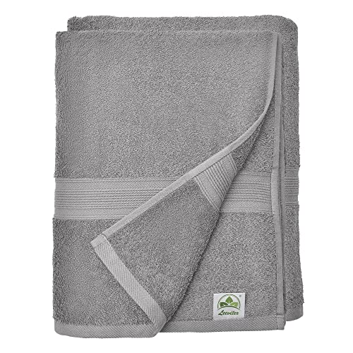 leevitex® Handtuch-Set, flauschig und saugstark, 2 Duschtücher, 70 x 140 cm, Qualität 500 g/m², 100% Baumwolle - Grau von leevitex