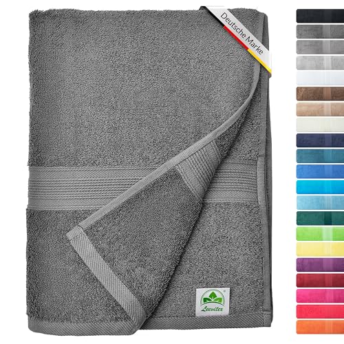 leevitex® Saunahandtuch XXL, flauschig und saugstark, 1 Saunatuch, 80 x 200 cm, Qualität 500 g/m², 100% Baumwolle - Anthrazit von leevitex