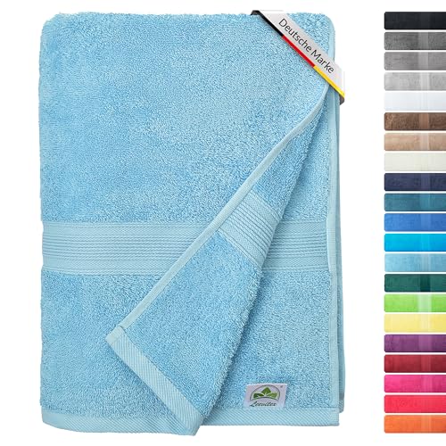 leevitex® Saunahandtuch XXL, flauschig und saugstark, 1 Saunatuch, 80 x 200 cm, Qualität 500 g/m², 100% Baumwolle - Hellblau von leevitex