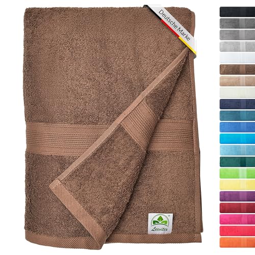 leevitex® Saunahandtuch XXL, flauschig und saugstark, 1 Saunatuch, 80 x 200 cm, Qualität 500 g/m², 100% Baumwolle - Schokobraun von leevitex
