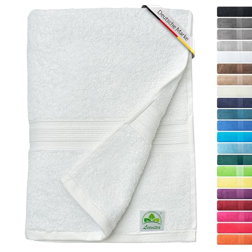 leevitex® Saunahandtuch XXL, flauschig und saugstark, 1 Saunatuch, 80 x 200 cm, Qualität 500 g/m², 100% Baumwolle - Weiß von leevitex