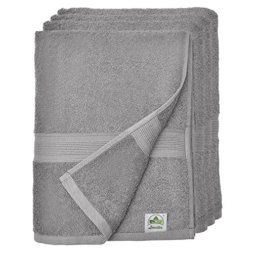 leevitex® Handtuch 4er Set aus 100% Baumwolle, weich und saugstark | 500 g/m² | 50 x 100 cm | Grau von leevitex