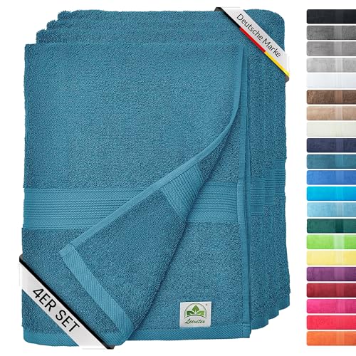 leevitex® Handtuch 4er Set aus 100% Baumwolle, weich und saugstark | 500 g/m² | 50 x 100 cm | Petrol von leevitex