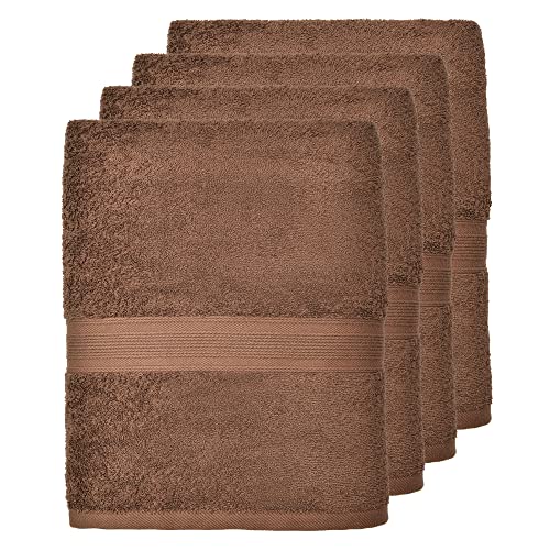 leevitex® Handtuch 4er Set aus 100% Baumwolle, weich und saugstark | 500 g/m² | 50 x 100 cm | Schokobraun von leevitex