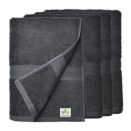 leevitex® Handtuch 4er Set aus 100% Baumwolle, weich und saugstark | 500 g/m² | 50 x 100 cm | Schwarz von leevitex