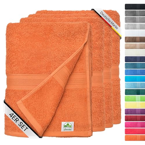 leevitex® Handtuch 4er Set aus 100% Baumwolle, weich und saugstark | 500 g/m² | 50 x 100 cm | Terrakotta von leevitex