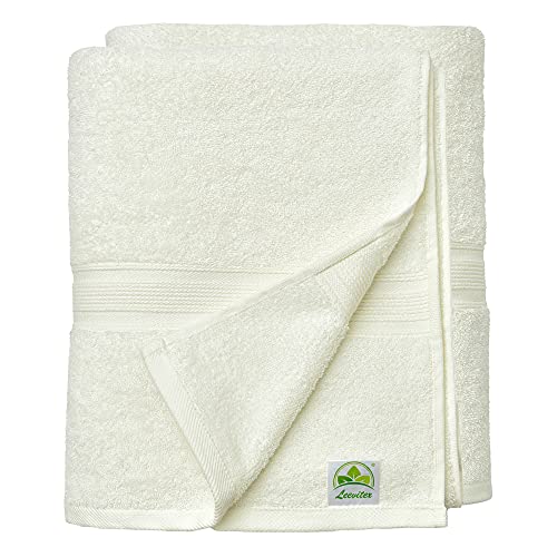 leevitex® Handtuch-Set, flauschig und saugstark, 2 Duschtücher, 70 x 140 cm, Qualität 500 g/m², 100% Baumwolle - Naturweiß von leevitex