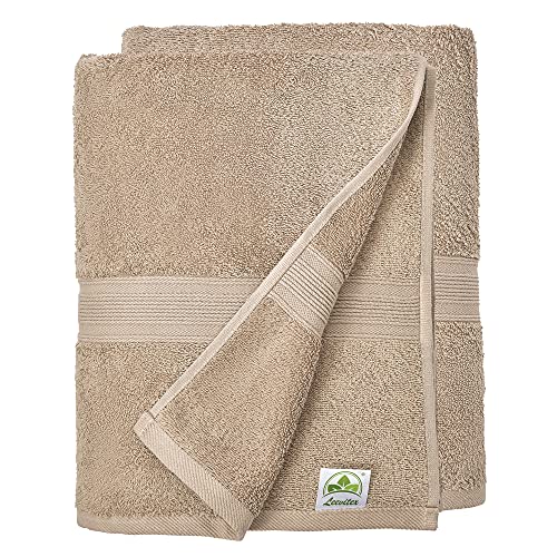 leevitex® Handtuch-Set, flauschig und saugstark, 2 Duschtücher, 70 x 140 cm, Qualität 500 g/m², 100% Baumwolle - Sand von leevitex