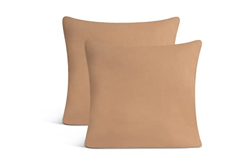 leevitex Jersey Kissenbezug 80 x 80 cm | 2er Set | 100% Baumwolle | 170 g/m² | Öko Tex | Sand/Cappuccino von leevitex