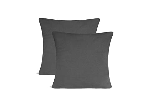 leevitex Jersey Kissenbezug 40 x 40 cm | 2er Set | 100% Baumwolle | 170 g/m² | Öko-Tex | Anthrazit/Grau von leevitex