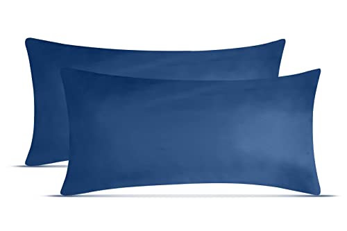 leevitex Jersey Kissenbezug 40 x 60 cm | 2er Set | 100% Baumwolle | 170 g/m² | Öko-Tex | Nackenkissenbezug | Navyblau/Marine von leevitex