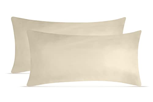 leevitex Jersey Kissenbezug 40 x 80 cm | 2er Set | 100% Baumwolle | 170 g/m² | Öko-Tex | Creme/Naturweiß von leevitex