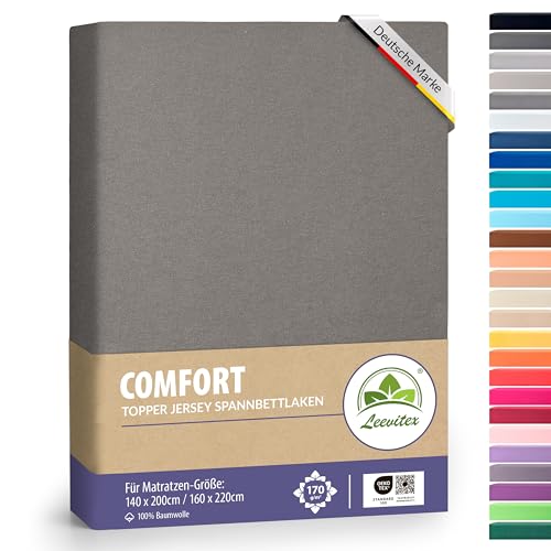 leevitex Premium Topper Boxspringbett Spannbettlaken | 100% Mako-Jersey-Baumwolle | ÖKO-TEX | 170g/m² | 140 x 200-160 x 220 | Graphit/Grau | 18 cm Steg leevitex Premium Topper Boxspringbett Spannbettlaken | 100% Mako-Jersey-Baumwolle | ÖKO-TEX | 170g/m² | 140 x 200-160 x 220 | Graphit/Grau | 18 cm Steg von leevitex