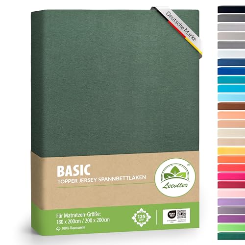 leevitex Topper Boxspringbett Spannbettlaken | 100% Baumwolle | Ökotex | 125 g/m² | 180x200cm - 200x200cm | Dunkelgrün/Tannengrün | 18 cm Steg leevitex Topper Boxspringbett Spannbettlaken | 100% Baumwolle | Ökotex | 125 g/m² | 180x200cm - 200x200cm | Dunkelgrün/Tannengrün | 18 cm Steg von leevitex