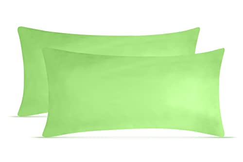 leevitex Jersey Kissenbezug 40 x 60 cm | 2er Set | 100% Baumwolle | 170 g/m² | Öko-Tex | Nackenkissenbezug | Apfelgrün/Hellgrün von leevitex
